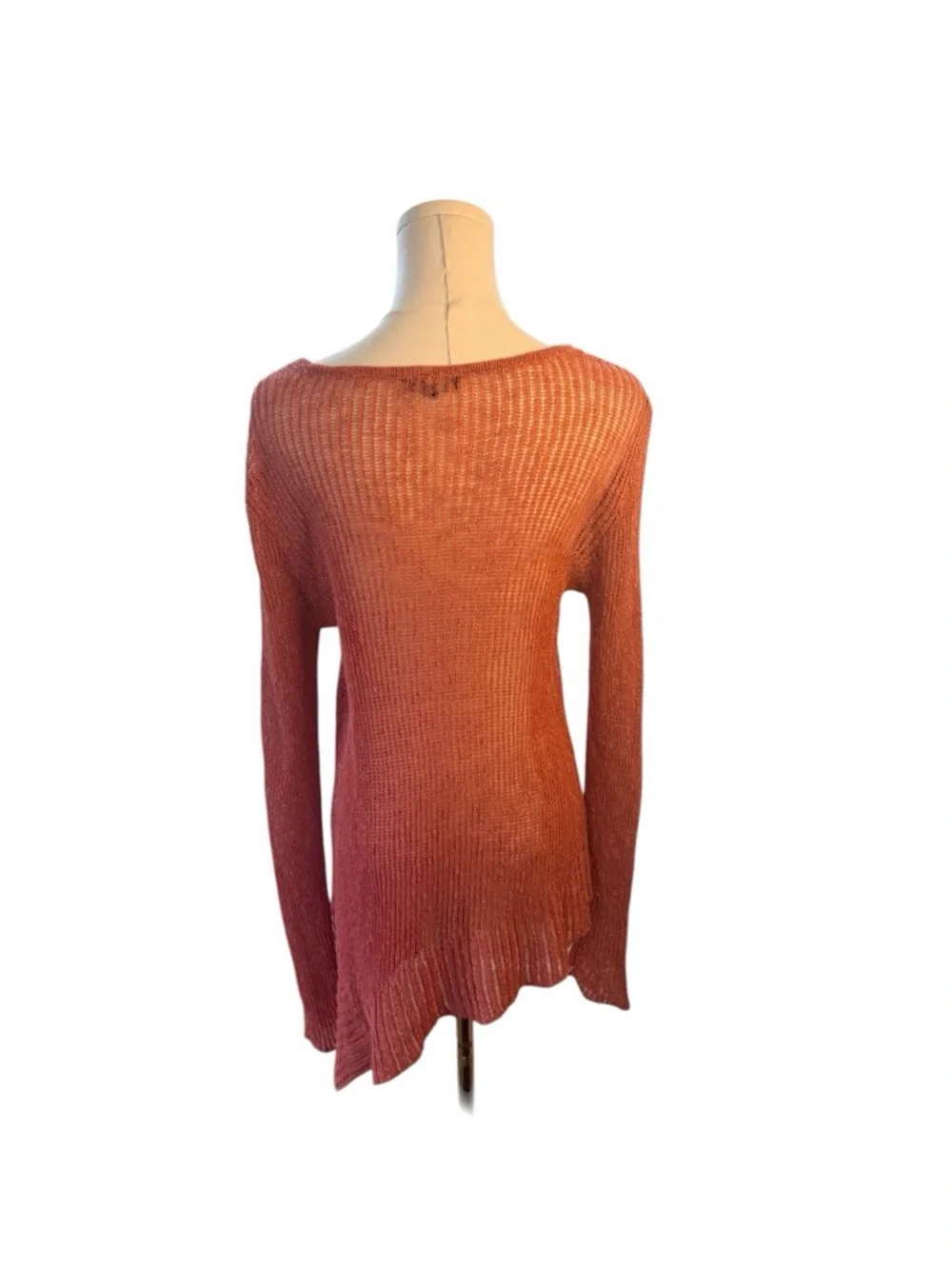 Eileen Fisher Coral Knit Asymmetrical Sweater Tunic Small Boho - Picture 5 of 8